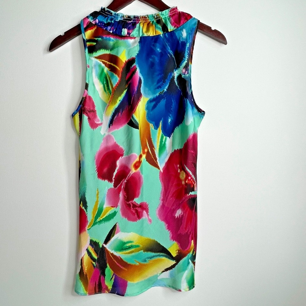 Spense Multicolor Floral Ruffled V-Neck Tank - Picture 6 of 7
